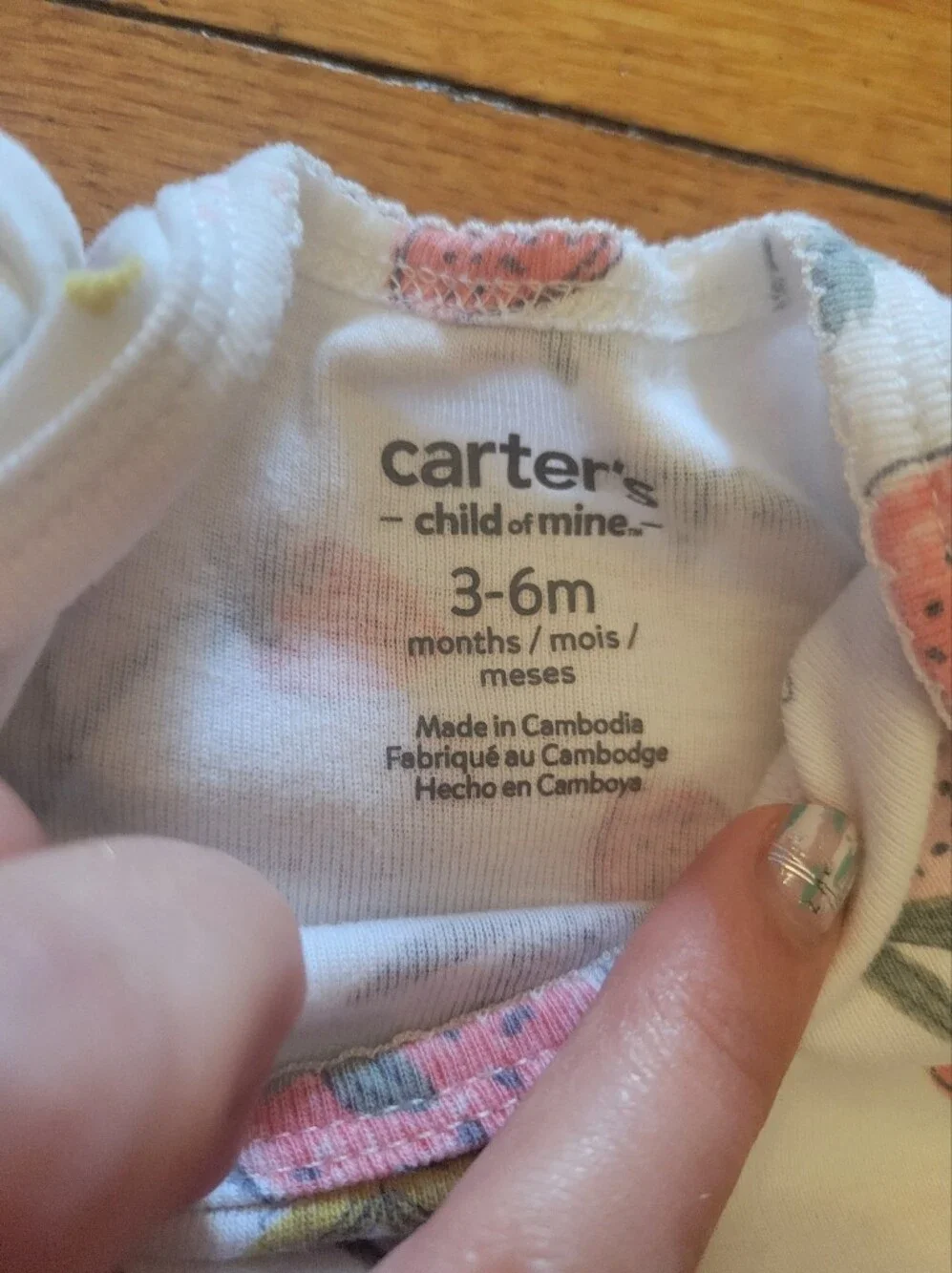 Carters 3-Piece Baby Bodysuit Set - Pink & Mint Strawberry Prints